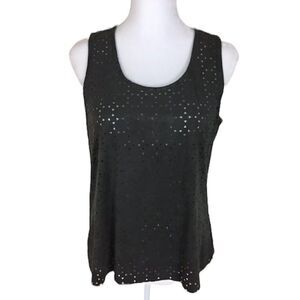 Sans Souci Grey Laser Cut Sleeveless Top Size Large